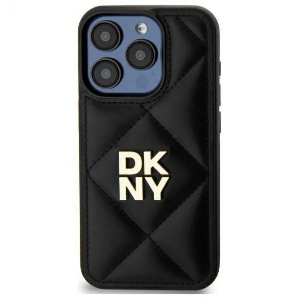 DKNY DKHCP15SPQDSLK Carcasă matlasată cu logo pentru iPhone 15 - negru