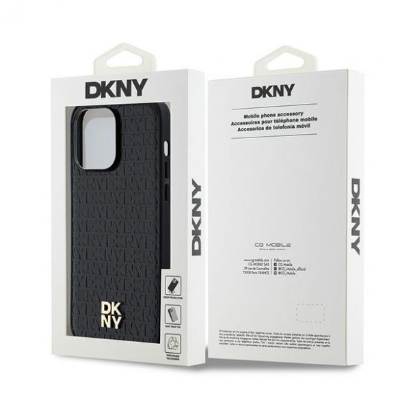 DKNY DKHMP13LPSHRPSK iPhone 13 Pro / 13 6.1" carcasă rigidă/neagră Motiv din piele Sigla metalică MagSafe