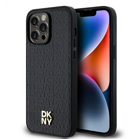 DKNY DKHMP13XPSHRPSK iPhone 13 Pro Max 6,7" husă rigidă neagră/czarny Motiv din piele Logo metalic MagSafe