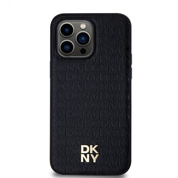 DKNY DKHMP13XPSHRPSK iPhone 13 Pro Max 6,7" husă rigidă neagră/czarny Motiv din piele Logo metalic MagSafe