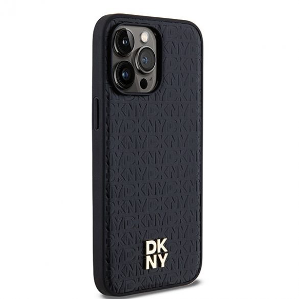 DKNY DKHMP13XPSHRPSK iPhone 13 Pro Max 6,7" husă rigidă neagră/czarny Motiv din piele Logo metalic MagSafe