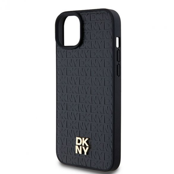 DKNY DKHMP15SPSHRPSK iPhone 15 / 14 / 13 Carcasă rigidă de 6,1 inchi czarny/negru Motiv din piele Sigla metalică MagSafe