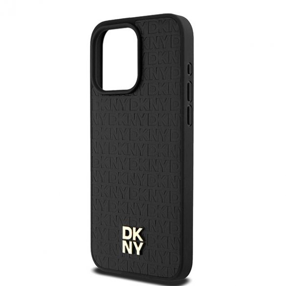 DKNY DKHMP15XPSHRPSK iPhone 15 Pro Max 6,7" carcasă rigidă/neagră din piele Motiv cu monogramă Logo metalică MagSafe