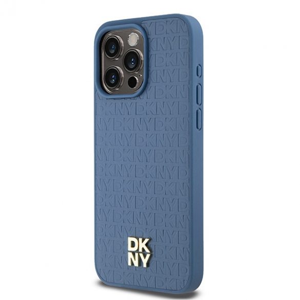 DKNY DKHMP15XPSHRPSB iPhone 15 Pro Max 6,7" niebieski/carcasă rigidă albastră Piele Monogramă Model Metal Logo MagSafe