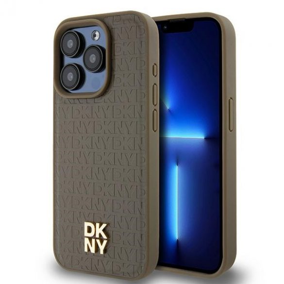 DKNY DKHMP14XPSHRPSW iPhone 14 Pro Max 6,7" husă rigidă maro/brązowy Model din piele Logo metalic MagSafe