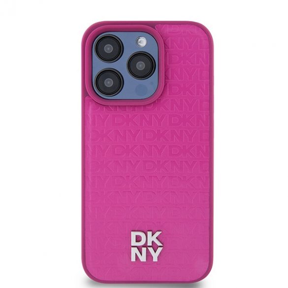 DKNY DKHMP15LPSHRPSP iPhone 15 Pro 6.1" husă rigidă rożowy/roz Piele Monogram Model Metal Logo MagSafe