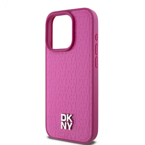 DKNY DKHMP15LPSHRPSP iPhone 15 Pro 6.1" husă rigidă rożowy/roz Piele Monogram Model Metal Logo MagSafe