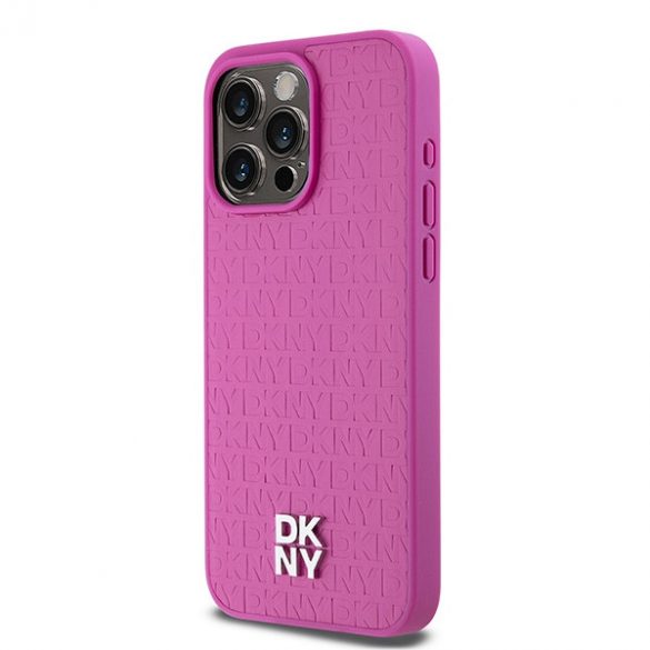 DKNY DKHMP15XPSHRPSP iPhone 15 Pro Max 6,7" husă rigidă rożowy/roz Piele Monogramă Model Metal Logo MagSafe