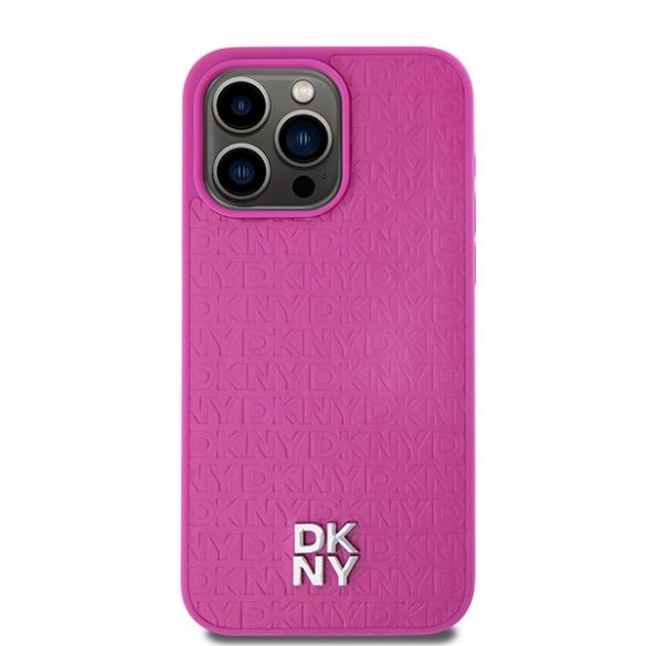 DKNY DKHMP15XPSHRPSP iPhone 15 Pro Max 6,7" husă rigidă rożowy/roz Piele Monogramă Model Metal Logo MagSafe