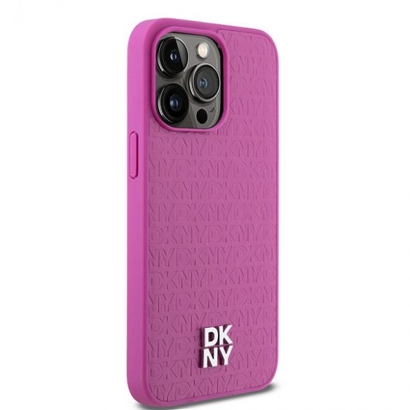 DKNY DKHMP15XPSHRPSP iPhone 15 Pro Max 6,7" husă rigidă rożowy/roz Piele Monogramă Model Metal Logo MagSafe