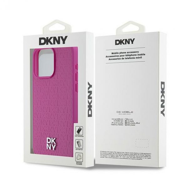 DKNY DKHMP15XPSHRPSP iPhone 15 Pro Max 6,7" husă rigidă rożowy/roz Piele Monogramă Model Metal Logo MagSafe