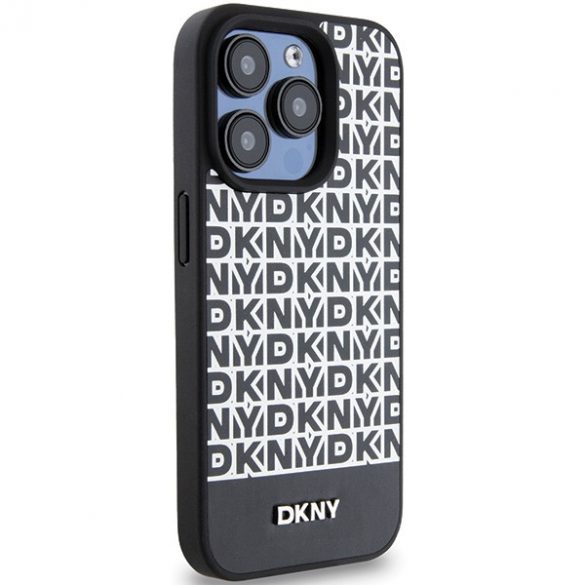 DKNY DKHMP15XPSOSPK iPhone 15 Pro Max 6,7" carcasă rigidă/neagră Piele Model imprimat Logo metalic MagSafe