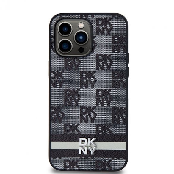 DKNY DKHCP14XPCPTSSK iPhone 14 Pro Max 6,7" carcasă/neagră, piele, model mono și dungi imprimate