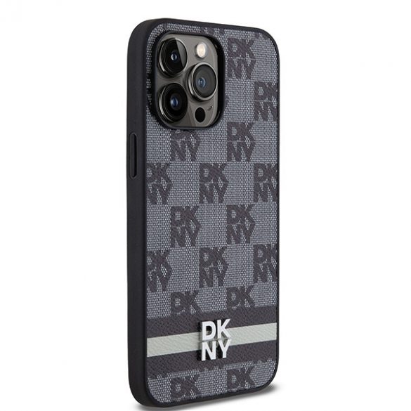 DKNY DKHCP14XPCPTSSK iPhone 14 Pro Max 6,7" carcasă/neagră, piele, model mono și dungi imprimate