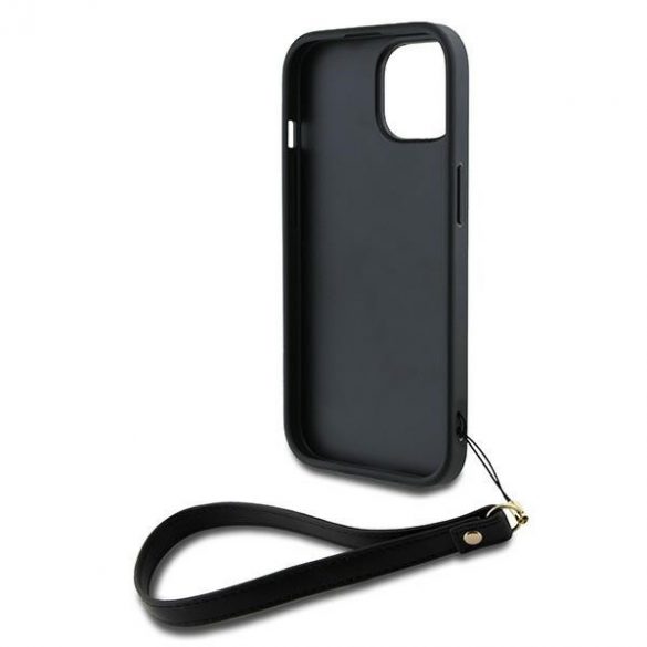 DKNY DKHCP14SPBSWSK iPhone 14 / 15 / 13 6.1" carcasă rigidă/neagră Curea pentru încheietură Logo stoc