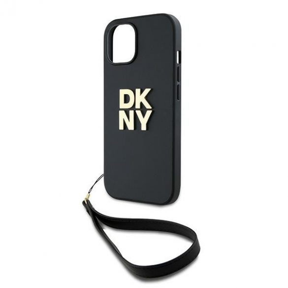 DKNY DKHCP14SPBSWSK iPhone 14 / 15 / 13 6.1" carcasă rigidă/neagră Curea pentru încheietură Logo stoc