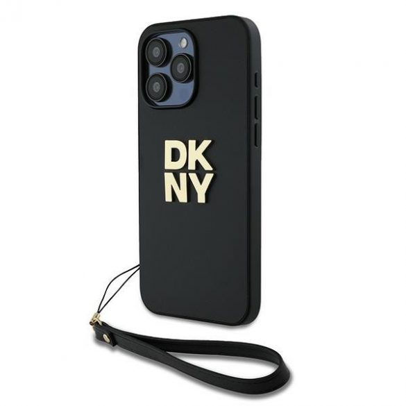 DKNY DKHCP15XPBSWSK iPhone 15 Pro Max 6,7" carcasă rigidă/neagră Curea pentru încheietură Logo stoc