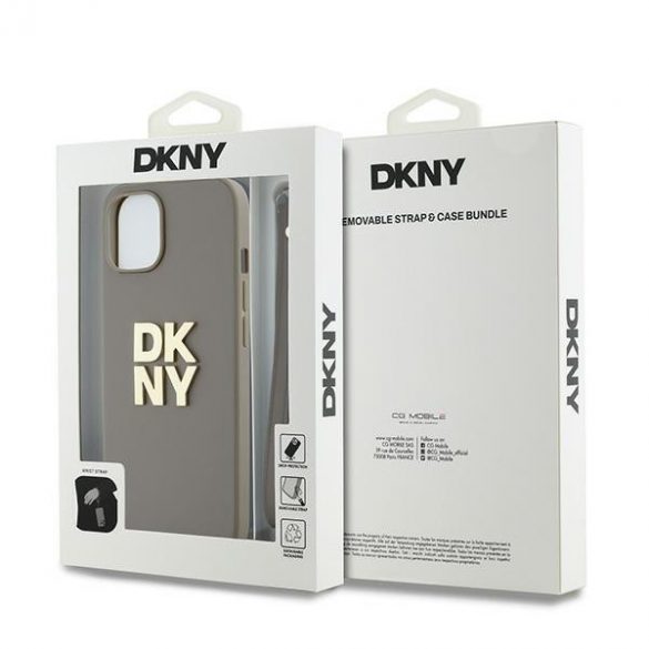 DKNY DKHCP15SPBSWSE iPhone 15 / 14 / 13 6.1" beżowy/bej Hardcase Curea pentru încheietură Logo stoc