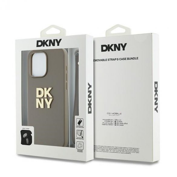 DKNY DKHCP15XPBSWSE iPhone 15 Pro Max 6,7" beżowy/bej Hardcase Curea de mână Logo stoc