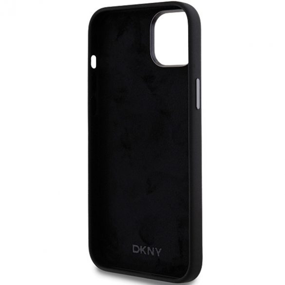 DKNY DKHCP15SSMCBSK iPhone 15 / 14 / 13 6.1" carcasă rigidă/neagră Logo silicon lichid metal