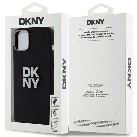 DKNY DKHCP15SSMCBSK iPhone 15 / 14 / 13 6.1" carcasă rigidă/neagră Logo silicon lichid metal