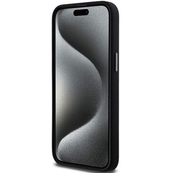 DKNY DKHCP15LSMCBSK iPhone 15 Pro 6.1" carcasă rigidă/neagră Logo silicon lichid metal