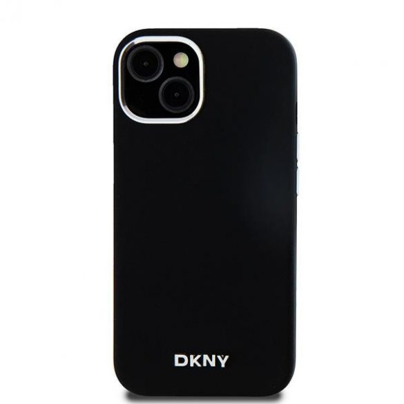 DKNY DKHMP14SSMCHLK iPhone 14 / 15 / 13 Carcasă rigidă de 6,1 inchi, neagră/czarny, silicon lichid, metal mic, logo MagSafe