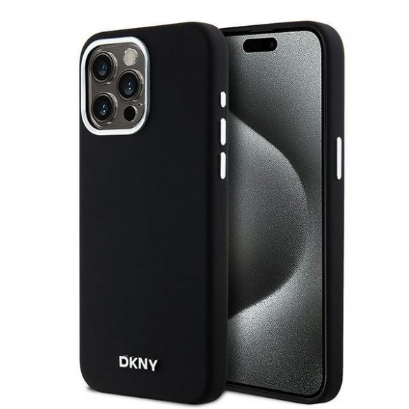 DKNY DKHMP14XSMCHLK iPhone 14 Pro Max 6,7" carcasă rigidă/neagră Silicon lichid Metal Mic Logo MagSafe