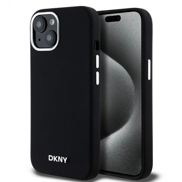 DKNY DKHMP15MSMCHLK iPhone 15 Plus / 14 Plus 6,7" carcasă rigidă/neagră Silicon lichid Metal Mic Logo MagSafe