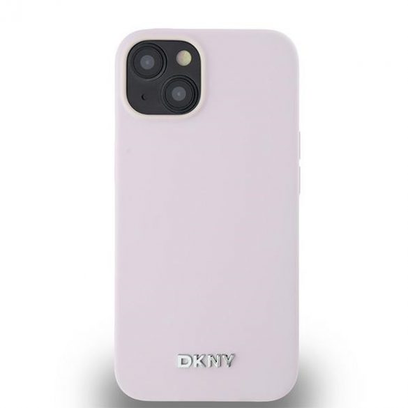 DKNY DKHMP14SSMCHLP iPhone 14 / 15 / 13 6,1" husă rigidă rożowy/roz Silicon lichid mic metal Logo MagSafe