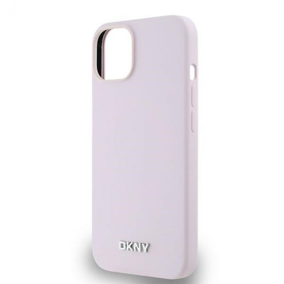 DKNY DKHMP14SSMCHLP iPhone 14 / 15 / 13 6,1" husă rigidă rożowy/roz Silicon lichid mic metal Logo MagSafe