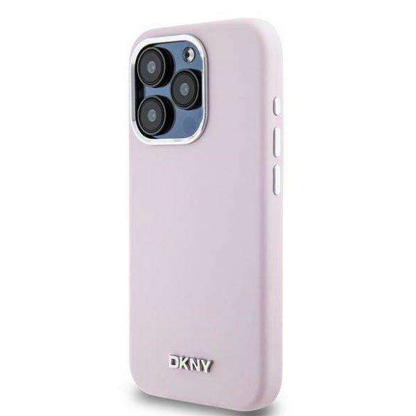 DKNY DKHMP14LSMCHLP iPhone 14 Pro 6.1" husă rigidă rożowy/roz Silicon lichid mic metal Logo MagSafe