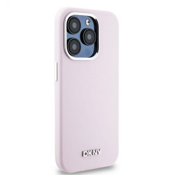 DKNY DKHMP14LSMCHLP iPhone 14 Pro 6.1" husă rigidă rożowy/roz Silicon lichid mic metal Logo MagSafe