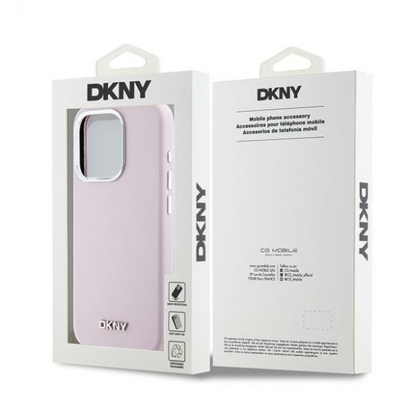 DKNY DKHMP14LSMCHLP iPhone 14 Pro 6.1" husă rigidă rożowy/roz Silicon lichid mic metal Logo MagSafe