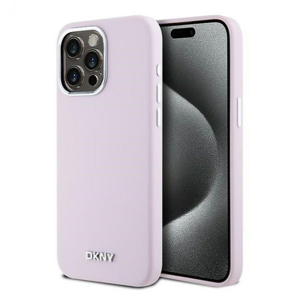 DKNY DKHMP14XSMCHLP iPhone 14 Pro Max 6,7" husă rigidă rożowy/roz Silicon lichid Metal mic Logo MagSafe