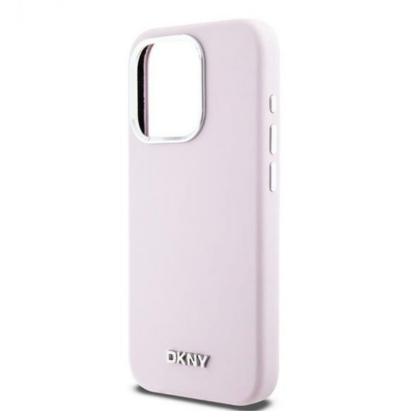 DKNY DKHMP15LSMCHLP iPhone 15 Pro 6.1" husă rigidă rożowy/roz Silicon lichid mic metal Logo MagSafe