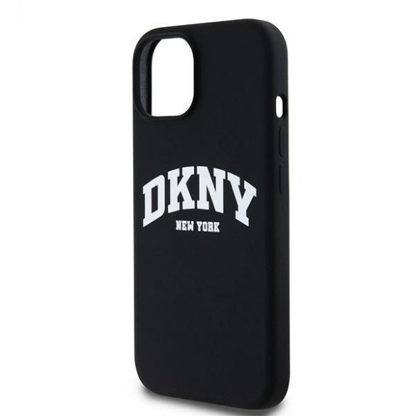 DKNY DKHMN61SNYACH Husă rigidă pentru iPhone 11 / Xr de 6,1 inchi, negru, silicon lichid, logo imprimat alb MagSafe