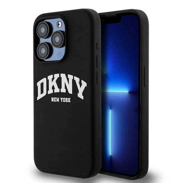 DKNY DKHMP13LSNYACH iPhone 13 Pro / 13 6,1" husă rigidă, neagră/czarny, silicon lichid, logo imprimat alb MagSafe