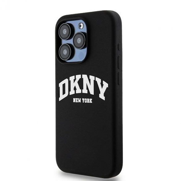 DKNY DKHMP13LSNYACH iPhone 13 Pro / 13 6,1" husă rigidă, neagră/czarny, silicon lichid, logo imprimat alb MagSafe