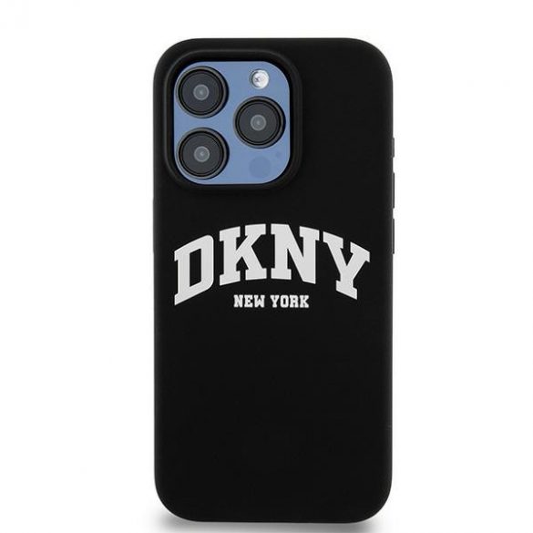 DKNY DKHMP13LSNYACH iPhone 13 Pro / 13 6,1" husă rigidă, neagră/czarny, silicon lichid, logo imprimat alb MagSafe