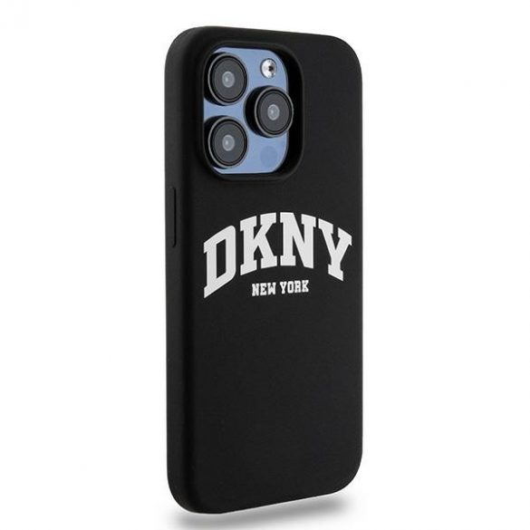 DKNY DKHMP13LSNYACH iPhone 13 Pro / 13 6,1" husă rigidă, neagră/czarny, silicon lichid, logo imprimat alb MagSafe