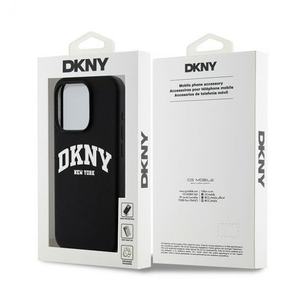 DKNY DKHMP13LSNYACH iPhone 13 Pro / 13 6,1" husă rigidă, neagră/czarny, silicon lichid, logo imprimat alb MagSafe