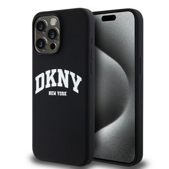 DKNY DKHMP13XSNYACH Carcasă rigidă pentru iPhone 13 Pro Max 6,7 inchi, negru/czarny, silicon lichid, logo imprimat alb MagSafe