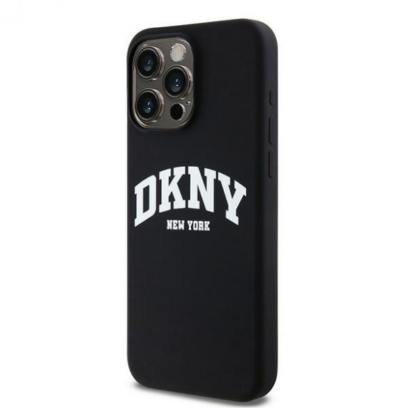 DKNY DKHMP13XSNYACH Carcasă rigidă pentru iPhone 13 Pro Max 6,7 inchi, negru/czarny, silicon lichid, logo imprimat alb MagSafe