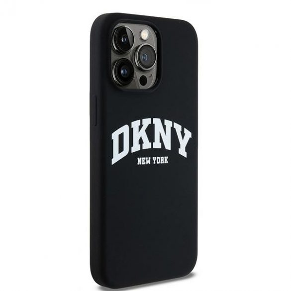 DKNY DKHMP13XSNYACH Carcasă rigidă pentru iPhone 13 Pro Max 6,7 inchi, negru/czarny, silicon lichid, logo imprimat alb MagSafe