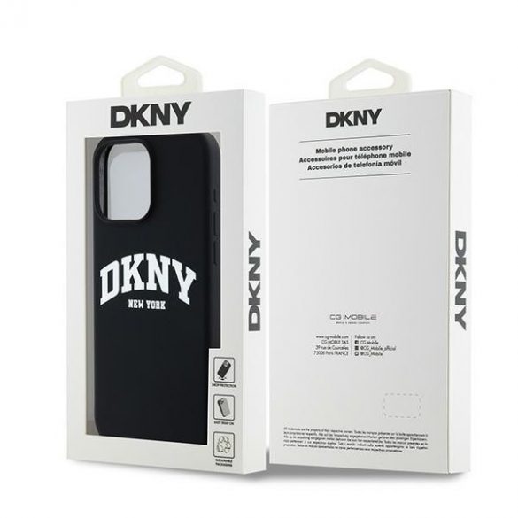 DKNY DKHMP13XSNYACH Carcasă rigidă pentru iPhone 13 Pro Max 6,7 inchi, negru/czarny, silicon lichid, logo imprimat alb MagSafe