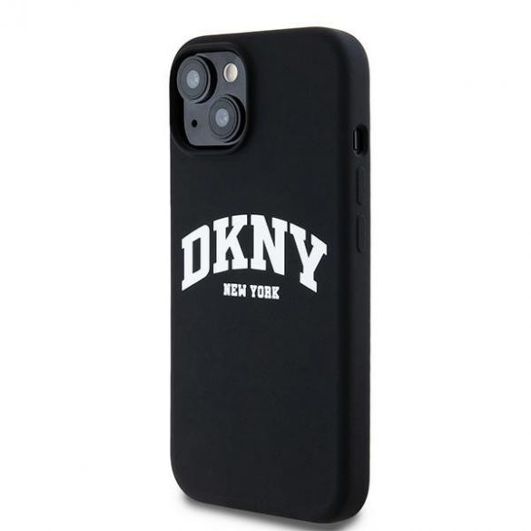 DKNY DKHMP14SSNYACH iPhone 14 / 15 / 13 Carcasă rigidă de 6,1 inchi czarny/negru Silicon lichid alb Logo imprimat MagSafe