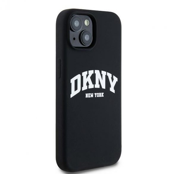 DKNY DKHMP14SSNYACH iPhone 14 / 15 / 13 Carcasă rigidă de 6,1 inchi czarny/negru Silicon lichid alb Logo imprimat MagSafe