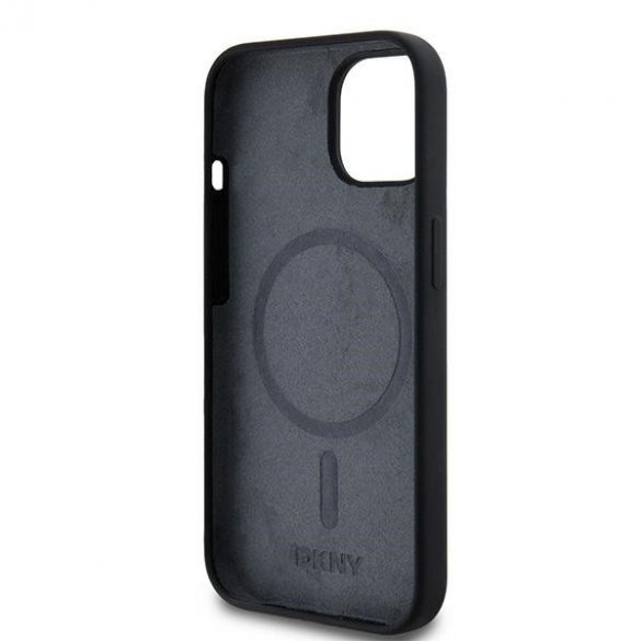 DKNY DKHMP14SSNYACH iPhone 14 / 15 / 13 Carcasă rigidă de 6,1 inchi czarny/negru Silicon lichid alb Logo imprimat MagSafe