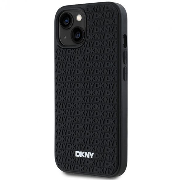 DKNY DKHCP15S3DRPWK iPhone 15 / 14 / 13 Carcasă rigidă de 6,1 inchi, neagră/czarny, model de repetare din cauciuc 3D